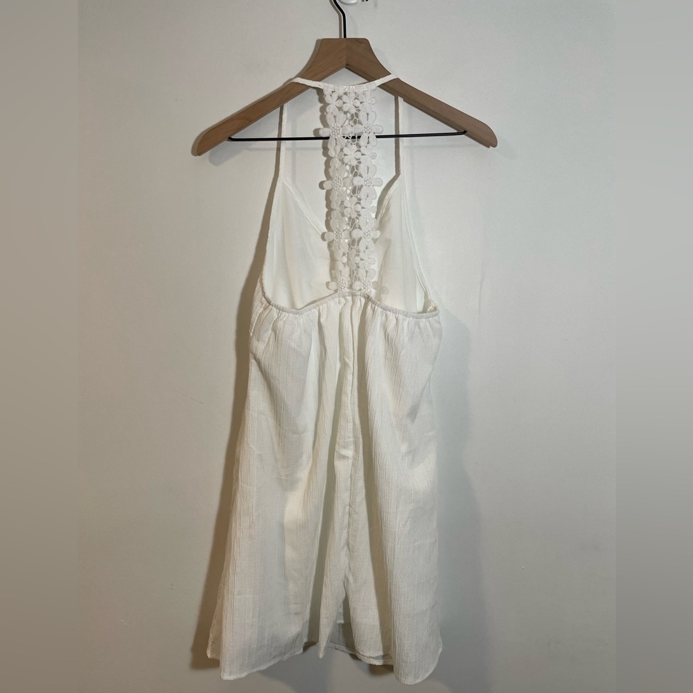 SHEIN White Dress Swim Cover Up Lace Racerback Thin Lightweight Summer ☀️ Sz Med - Picture 5 of 8
